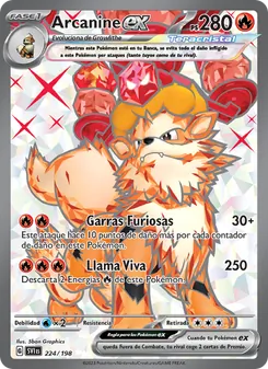 Carta Arcanine ex de la expansión Escarlata y Púrpura, número 224/198