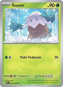 Carta Snover de la expansión Evoluciones en Paldea, número 010/193