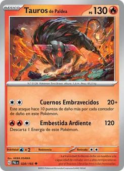 Carta Tauros de Paldea de la expansión Evoluciones en Paldea, número 028/193