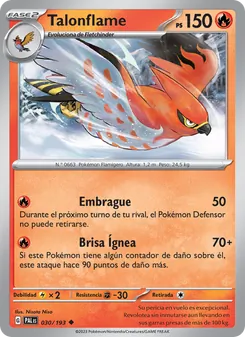 Carta Talonflame de la expansión Evoluciones en Paldea, número 030/193
