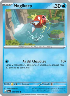 Carta Magikarp de la expansión Evoluciones en Paldea, número 042/193