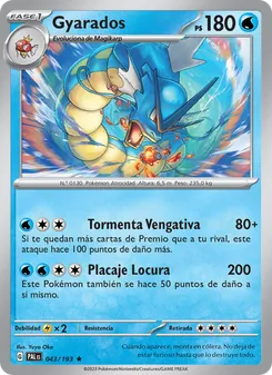 Carta Gyarados de la expansión Evoluciones en Paldea, número 043/193