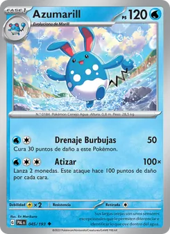 Carta Azumarill de la expansión Evoluciones en Paldea, número 045/193