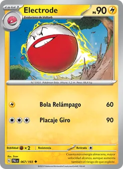 Carta Electrode de la expansión Evoluciones en Paldea, número 067/193