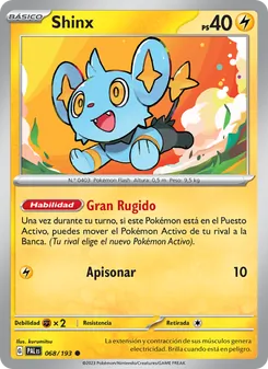 Carta Shinx de la expansión Evoluciones en Paldea, número 068/193