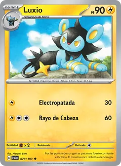 Carta Luxio de la expansión Evoluciones en Paldea, número 070/193