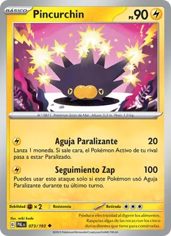 Carta Pincurchin de la expansión Evoluciones en Paldea, número 073/193