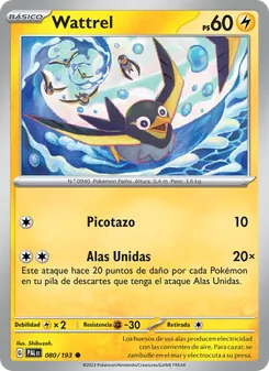 Carta Wattrel de la expansión Evoluciones en Paldea, número 080/193