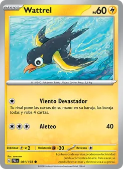 Carta Wattrel de la expansión Evoluciones en Paldea, número 081/193