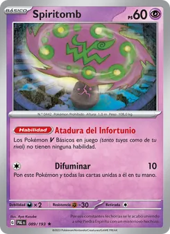 Carta Spiritomb de la expansión Evoluciones en Paldea, número 089/193
