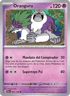 Carta Oranguru de la expansión Evoluciones en Paldea, número 094/193