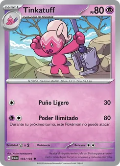 Carta Tinkatuff de la expansión Evoluciones en Paldea, número 103/193