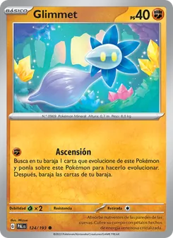 Carta Glimmet de la expansión Evoluciones en Paldea, número 124/193