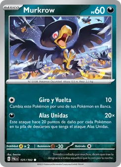 Carta Murkrow de la expansión Evoluciones en Paldea, número 131/193