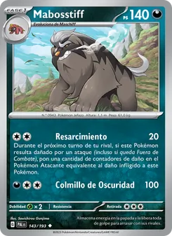 Carta Mabosstiff de la expansión Evoluciones en Paldea, número 143/193
