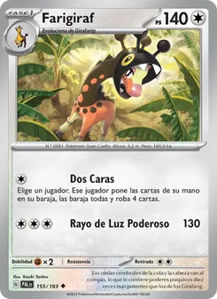 Carta Farigiraf de la expansión Evoluciones en Paldea, número 155/193