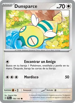 Carta Dunsparce de la expansión Evoluciones en Paldea, número 156/193