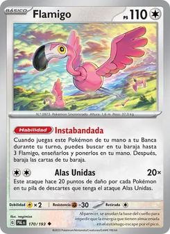 Carta Flamigo de la expansión Evoluciones en Paldea, número 170/193