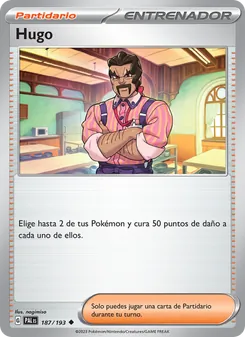 Carta Hugo de la expansión Evoluciones en Paldea, número 187/193