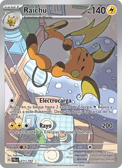 Carta Raichu de la expansión Evoluciones en Paldea, número 211/193