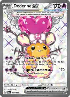 Carta Dedenne ex de la expansión Evoluciones en Paldea, número 239/193
