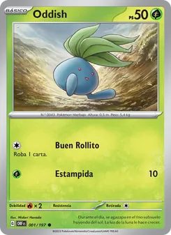 Carta Oddish de la expansión Llamas Obsidianas, número 001/197