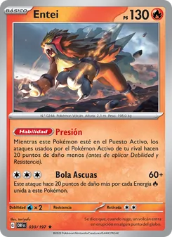 Carta Entei de la expansión Llamas Obsidianas, número 030/197