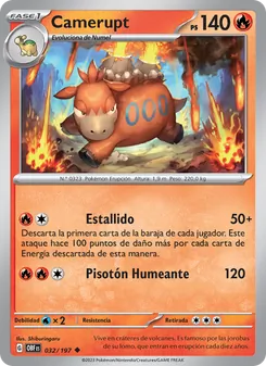 Carta Camerupt de la expansión Llamas Obsidianas, número 032/197