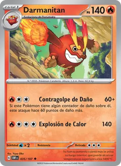 Carta Darmanitan de la expansión Llamas Obsidianas, número 035/197