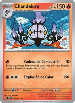 Carta Chandelure de la expansión Llamas Obsidianas, número 038/197