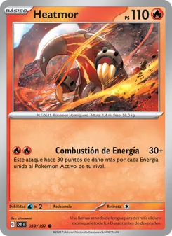 Carta Heatmor de la expansión Llamas Obsidianas, número 039/197