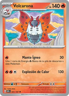 Carta Volcarona de la expansión Llamas Obsidianas, número 041/197