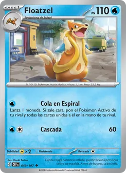 Carta Floatzel de la expansión Llamas Obsidianas, número 049/197