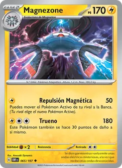 Carta Magnezone de la expansión Llamas Obsidianas, número 065/197