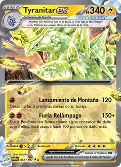 Carta Tyranitar ex de la expansión Llamas Obsidianas, número 066/197