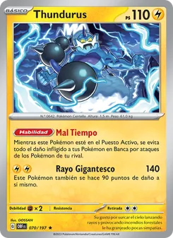 Carta Thundurus de la expansión Llamas Obsidianas, número 070/197
