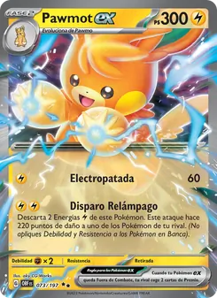 Carta Pawmot ex de la expansión Llamas Obsidianas, número 073/197
