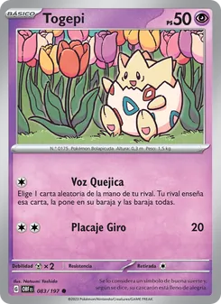 Carta Togepi de la expansión Llamas Obsidianas, número 083/197