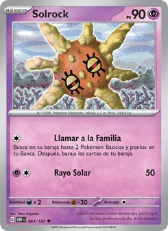 Carta Solrock de la expansión Llamas Obsidianas, número 093/197