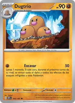 Carta Dugtrio de la expansión Llamas Obsidianas, número 104/197