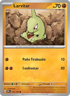 Carta Larvitar de la expansión Llamas Obsidianas, número 105/197