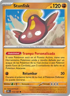 Carta Stunfisk de la expansión Llamas Obsidianas, número 112/197