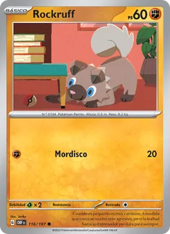 Carta Rockruff de la expansión Llamas Obsidianas, número 116/197