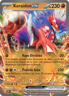 Carta Koraidon ex de la expansión Llamas Obsidianas, número 124/197