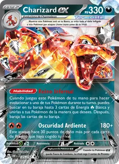 Carta Charizard ex de la expansión Llamas Obsidianas, número 125/197