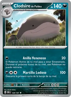 Carta Clodsire de Paldea de la expansión Llamas Obsidianas, número 128/197