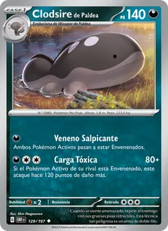Carta Clodsire de Paldea de la expansión Llamas Obsidianas, número 129/197