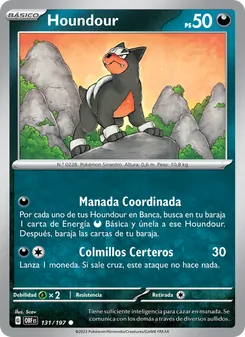Carta Houndour de la expansión Llamas Obsidianas, número 131/197