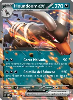 Carta Houndoom ex de la expansión Llamas Obsidianas, número 134/197