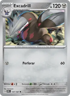 Carta Excadrill de la expansión Llamas Obsidianas, número 147/197